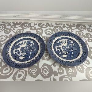 Set of 2 Royal Wessex Blue Willow Rosa 10” Dinner Plates Made in England